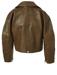 Leather Cropped Biker Jacket