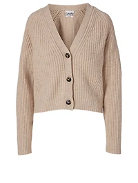 Wool-Blend Ribbed Cardigan