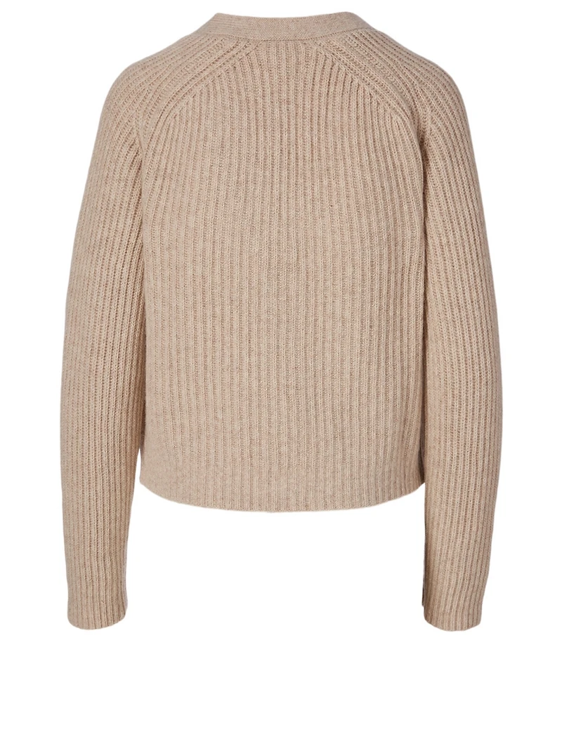 Wool-Blend Ribbed Cardigan
