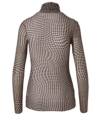 Sheer Turtleneck Top Houndstooth Print