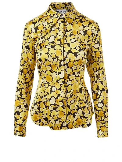 Silk Stretch Shirt Floral Print
