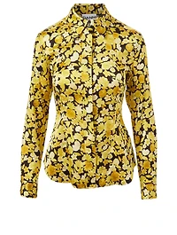 Silk Stretch Shirt Floral Print