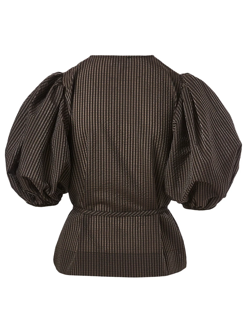 Seersucker Blouse Checker Print