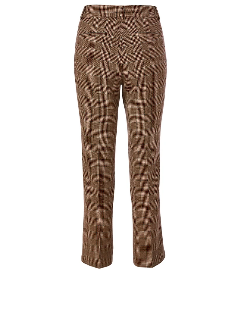 Claudine High-Waisted Pants Houndstooth Plaid Print