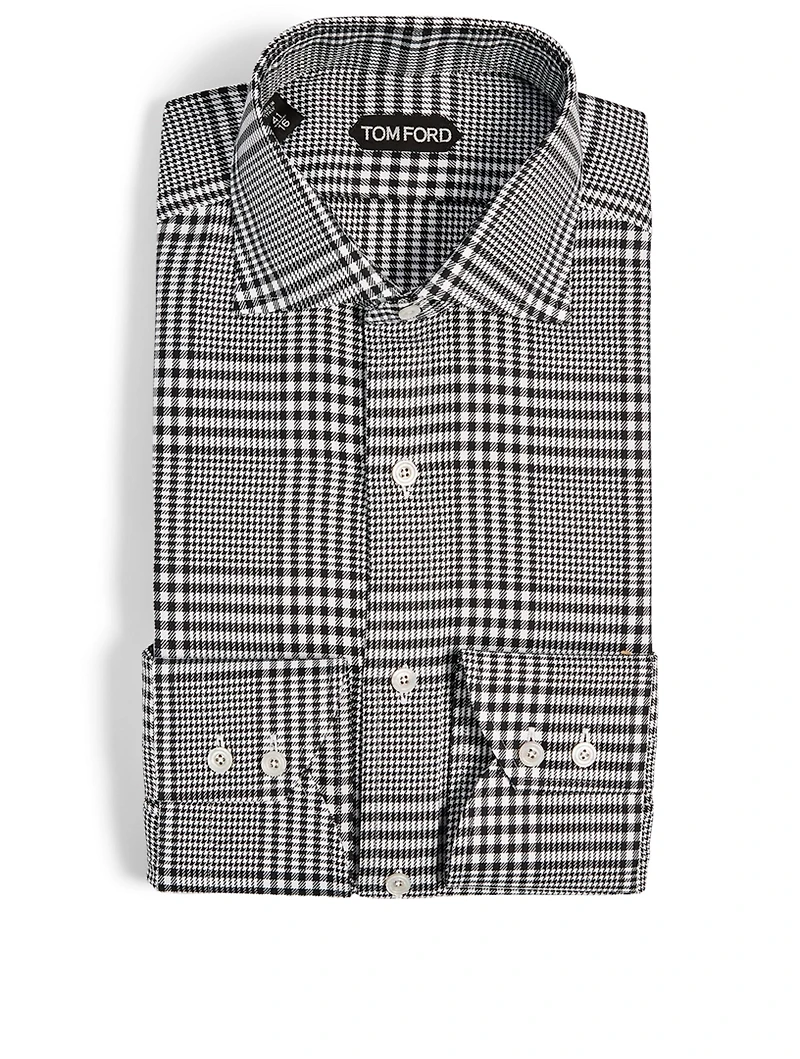Cotton Slim Shirt Check Print