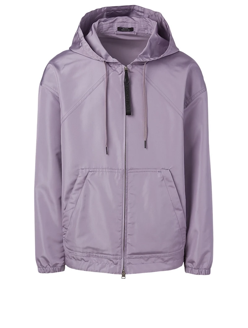 Silk Grosgrain Zip Jacket With Hood