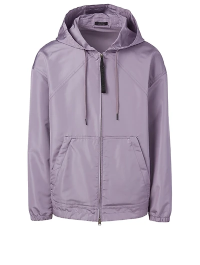 Silk Grosgrain Zip Jacket With Hood