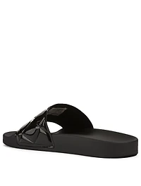 Quilted Patent Logo Slide Sandals