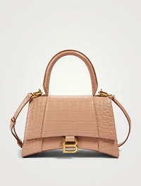 Hourglass Croc-Embossed Leather Bag