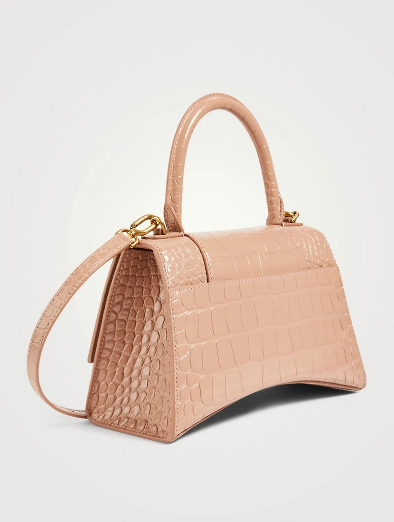 Hourglass Croc-Embossed Leather Bag