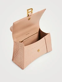 Hourglass Croc-Embossed Leather Bag
