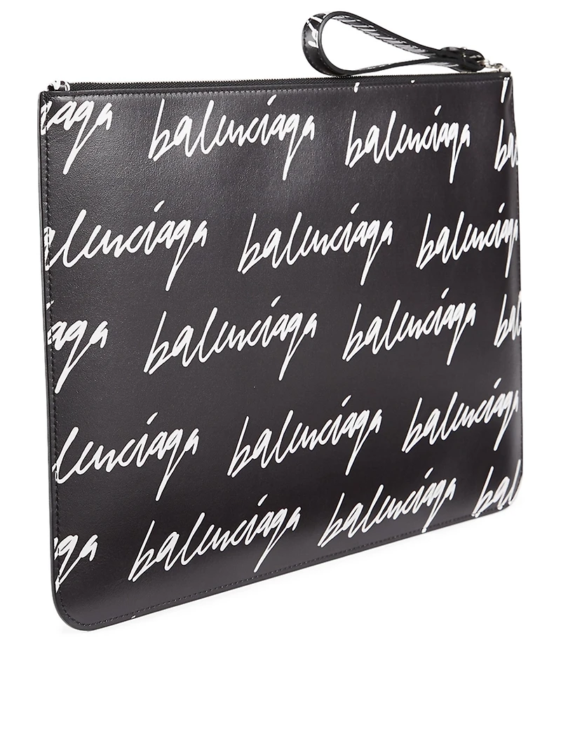 Leather Pouch Bag In Scribble Logo Print