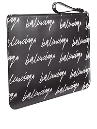 Leather Pouch Bag In Scribble Logo Print