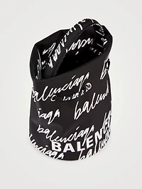 XS Wheel Drawstring Bucket Bag In Scribble Logo Print