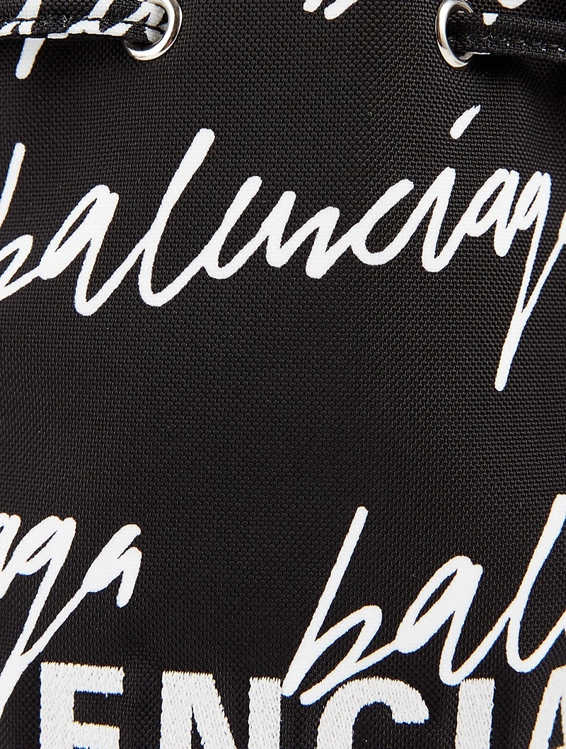 XS Wheel Drawstring Bucket Bag In Scribble Logo Print