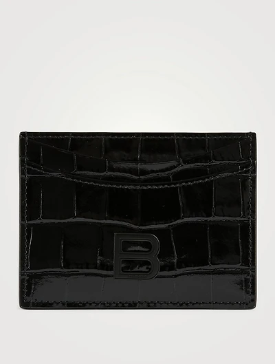 Hourglass Croc-Embossed Leather Card Holder