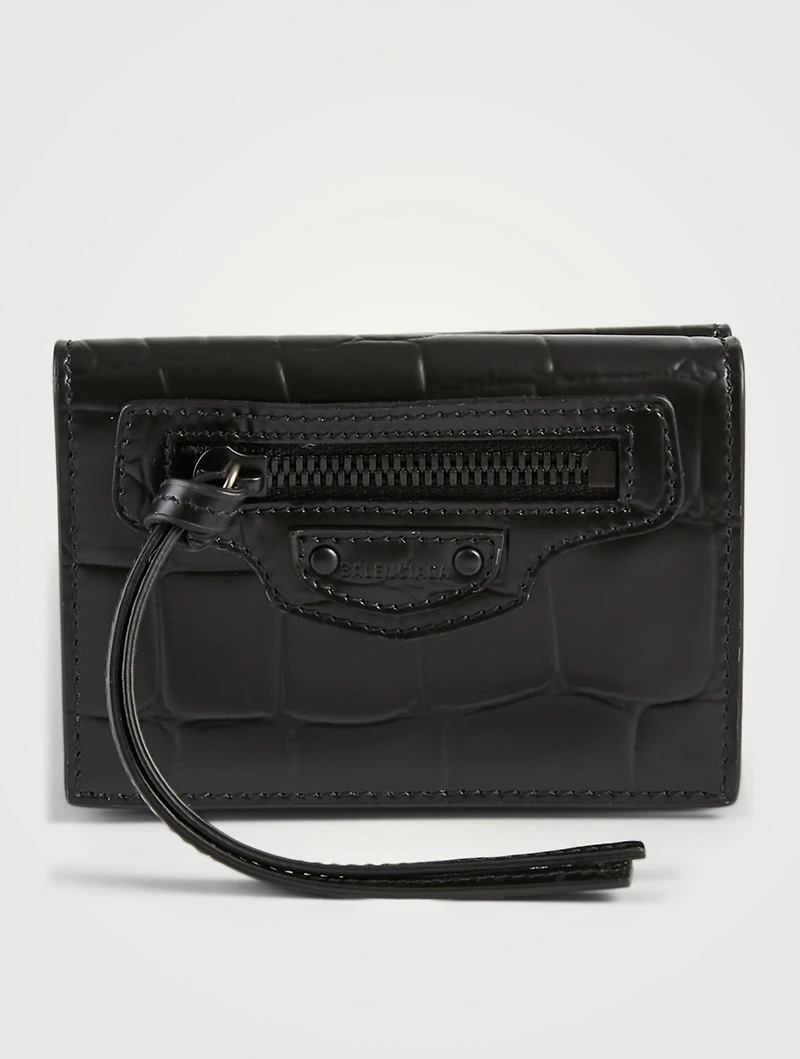 Mini Neo Classic Croc-Embossed Leather City Wallet