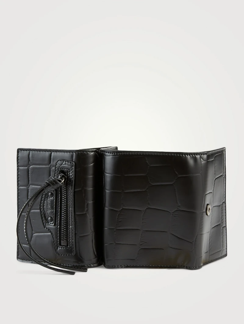 Mini Neo Classic Croc-Embossed Leather City Wallet