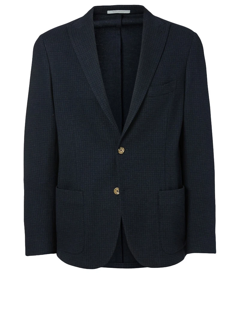 Cotton And Wool Jacket Tonal Plaid Print
