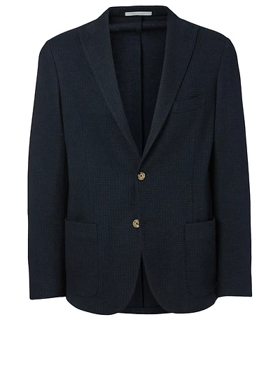 Cotton And Wool Jacket Tonal Plaid Print