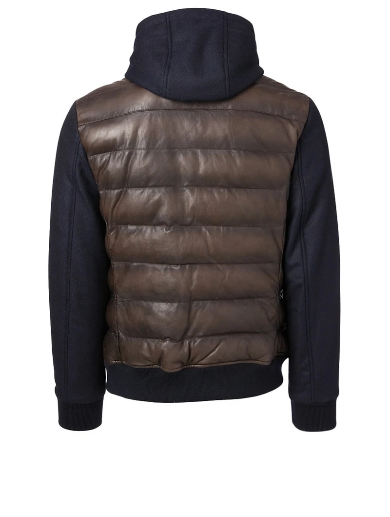 Leather Mix Media Bomber Jacket