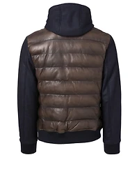 Leather Mix Media Bomber Jacket