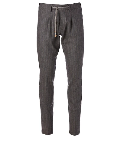 Wool And Cashmere Jogger Pants Pinstripe Print