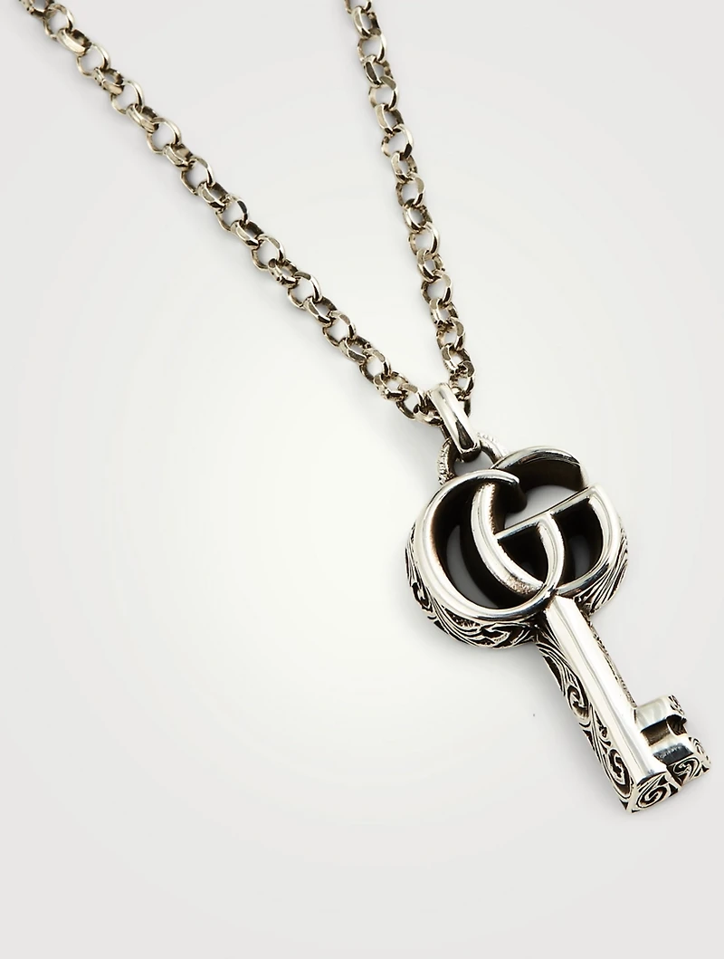 GG Marmont Sterling Silver Key Necklace