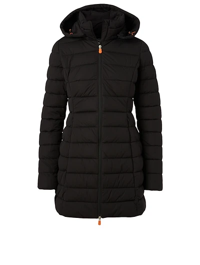 Seal Quilted Midi Coat With Detachable Hood