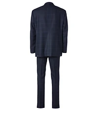 Wool Two-Piece Suit Windowpane Print