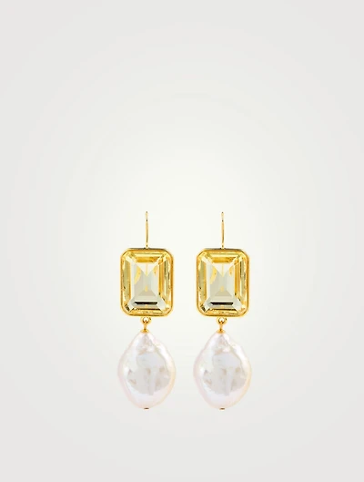 Aegean Earrings With Lemon Quartz And Pearl