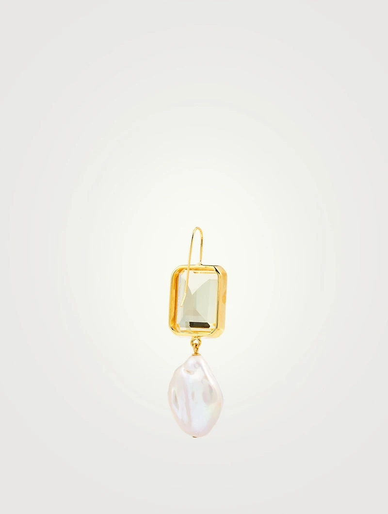 Aegean Earrings With Lemon Quartz And Pearl