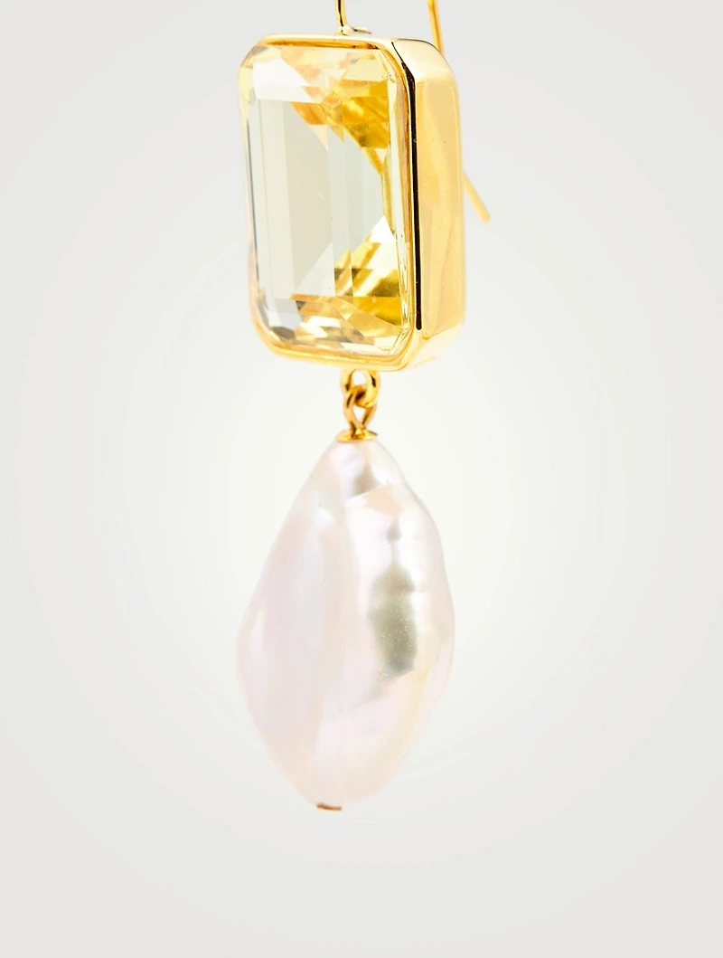 Aegean Earrings With Lemon Quartz And Pearl