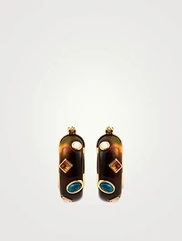 La Bomba Hoop Earrings With Turquoise, Citrine And Mother-Of-Pearl