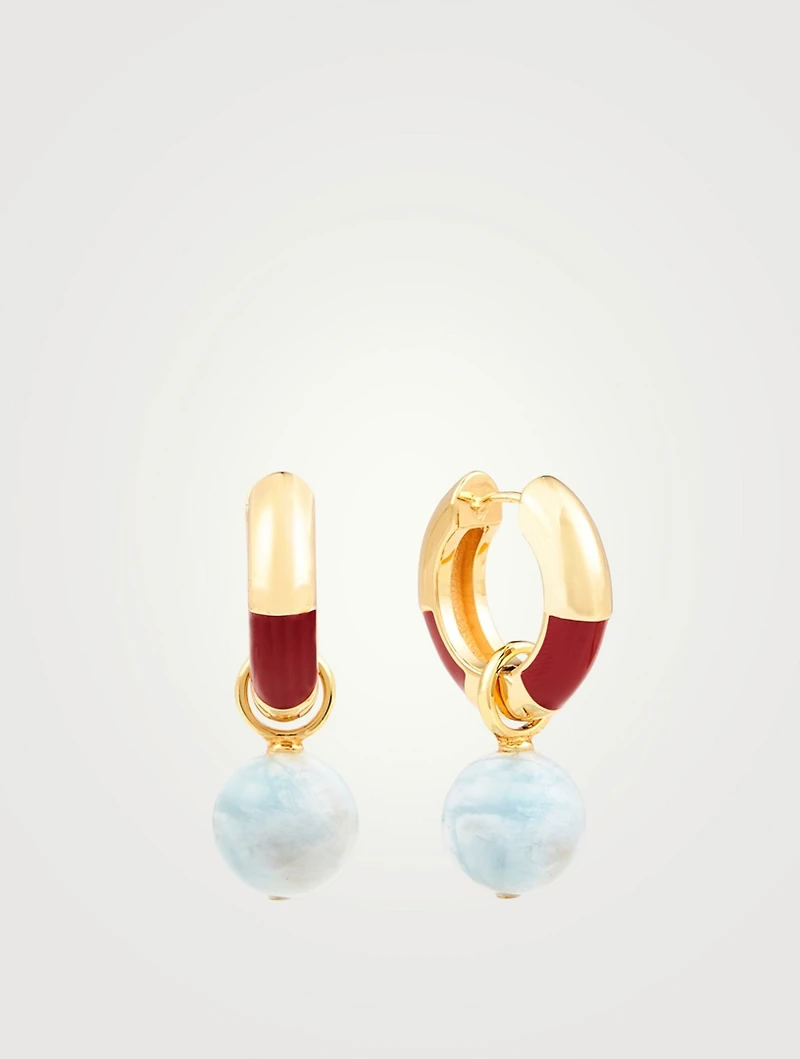 Life Saver Cranberry Hoop Earrings With Aquamarine