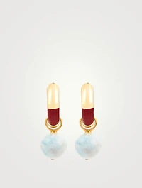 Life Saver Cranberry Hoop Earrings With Aquamarine