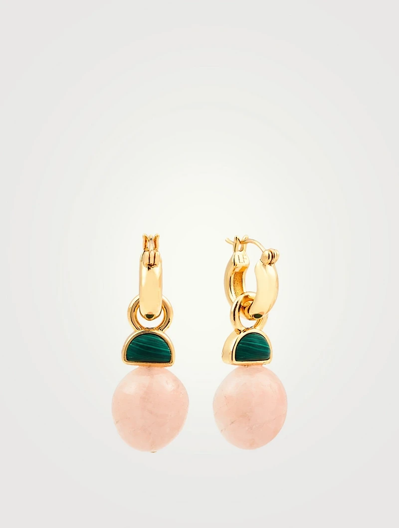 Red Bud Earrings With Malachite And Morganite