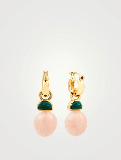 Red Bud Earrings With Malachite And Morganite