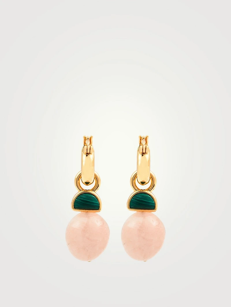 Red Bud Earrings With Malachite And Morganite