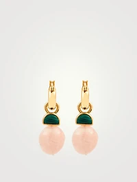 Red Bud Earrings With Malachite And Morganite