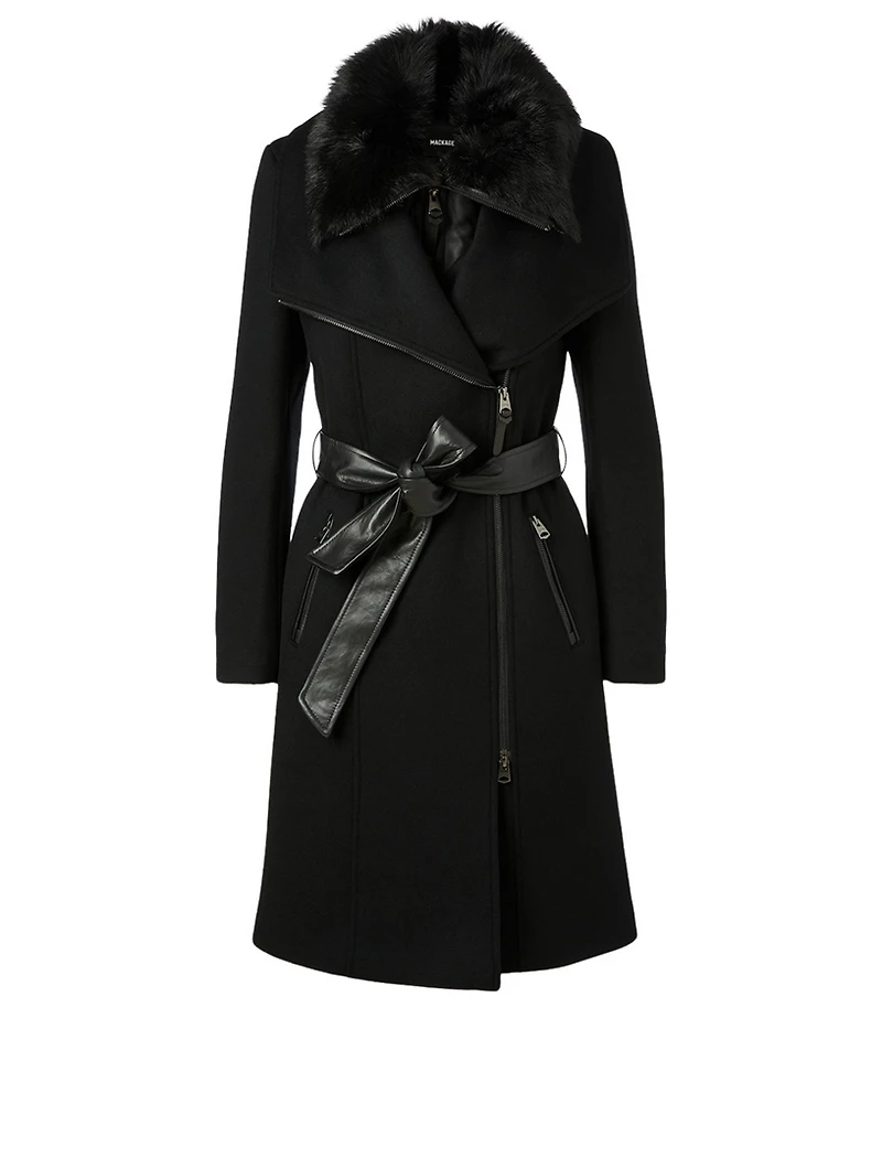 Nori Wool Coat With Leather Sash Belt
