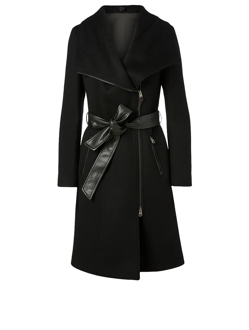 Nori Wool Coat With Leather Sash Belt