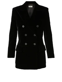 Velour Double-Breasted Blazer