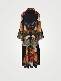 Nico Silk Long Robe Animal Print