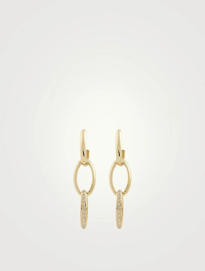 18K Gold Edith Three Link Earrings With Diamonds