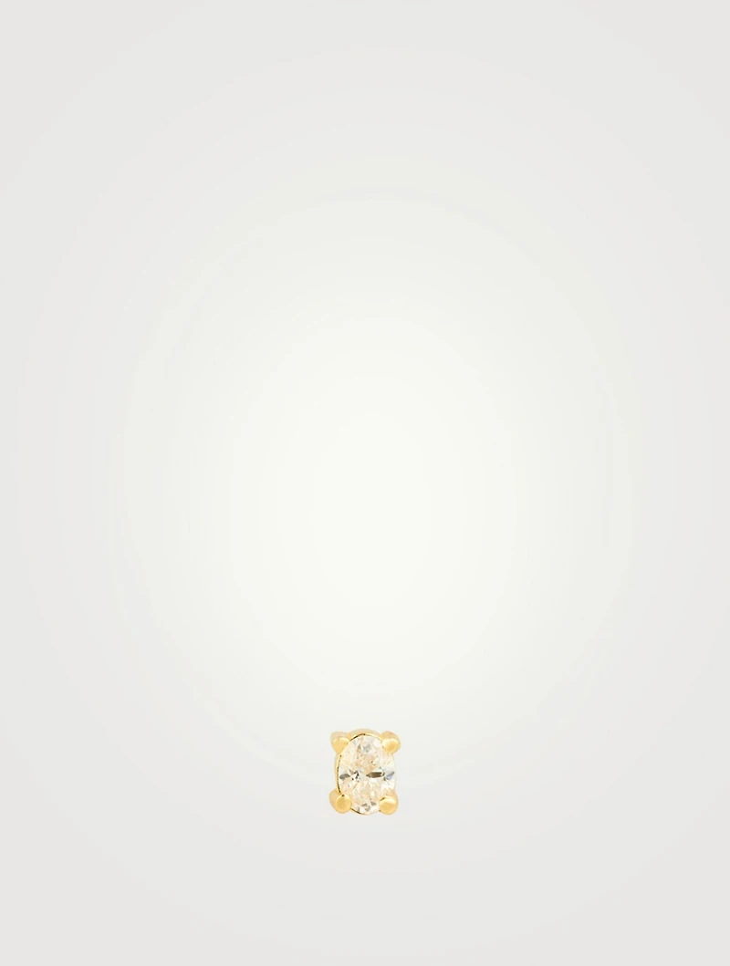 18K Gold Oval-Cut Diamond Stud Earring