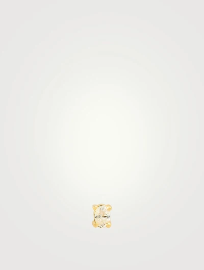 18K Gold Oval-Cut Diamond Stud Earring