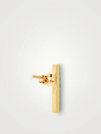 18K Gold Long Bar Stud Earrings With Turquoise