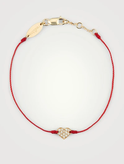 Joli Cœur 18K Gold String Bracelet With Diamonds