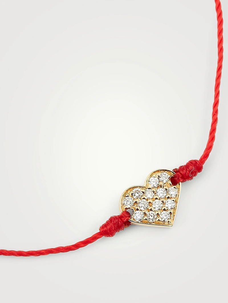 Joli Cœur 18K Gold String Bracelet With Diamonds